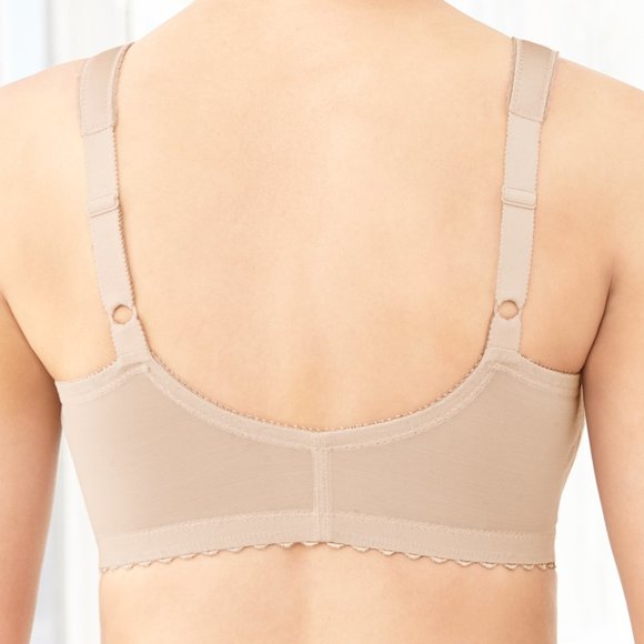 Glamorise 44C MAGIC LIFT Bra FRONT-CLOSE Wireless-Support LACE-CUPS Nude NEW - Picture 12 of 16